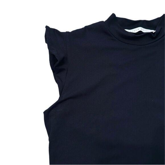 Susana Monaco Flutter Sleeve Peplum Top Black Size L - Picture 4 of 6